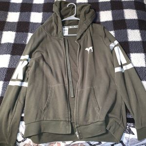 PINK Olive Green Zip Up Jacket